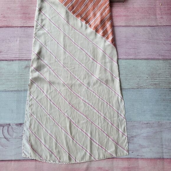 Zara Mixed Print Striped Satin Sleeveless Straight Shift Midi Slip Dress‎ M - Picture 6 of 8
